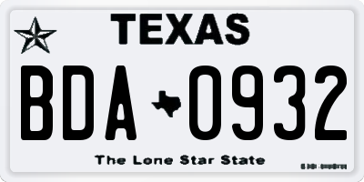 TX license plate BDA0932