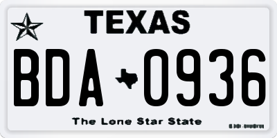 TX license plate BDA0936