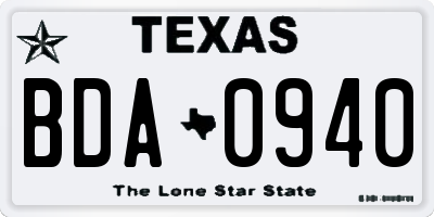 TX license plate BDA0940