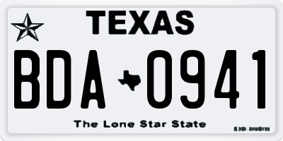 TX license plate BDA0941