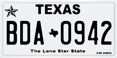 TX license plate BDA0942