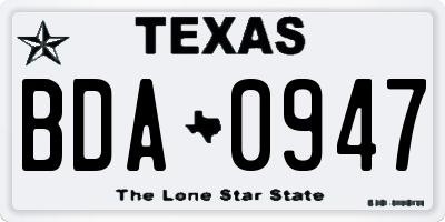 TX license plate BDA0947