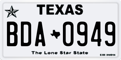 TX license plate BDA0949