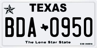 TX license plate BDA0950