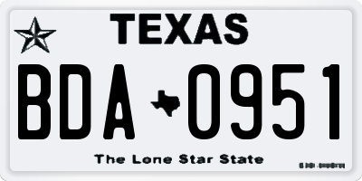 TX license plate BDA0951