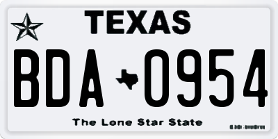 TX license plate BDA0954