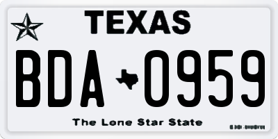 TX license plate BDA0959