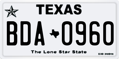 TX license plate BDA0960
