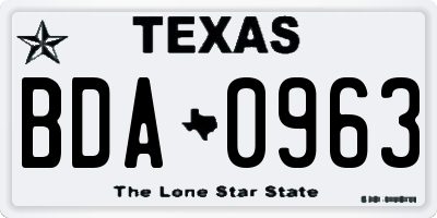 TX license plate BDA0963