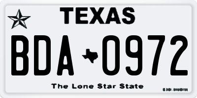 TX license plate BDA0972