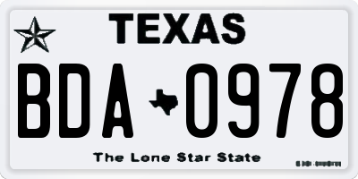 TX license plate BDA0978