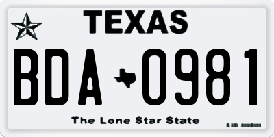 TX license plate BDA0981