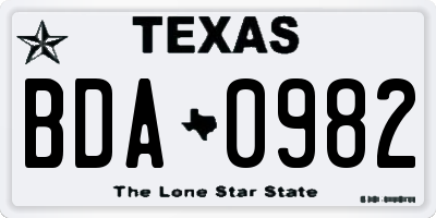 TX license plate BDA0982