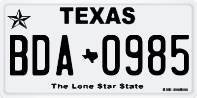 TX license plate BDA0985