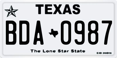 TX license plate BDA0987