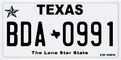 TX license plate BDA0991