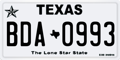 TX license plate BDA0993