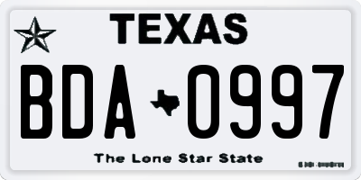 TX license plate BDA0997