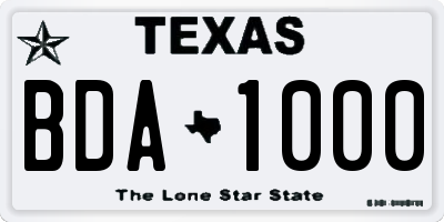 TX license plate BDA1000