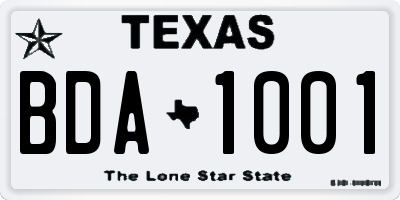 TX license plate BDA1001