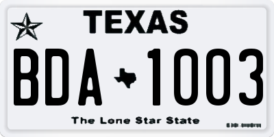 TX license plate BDA1003