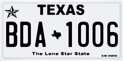 TX license plate BDA1006