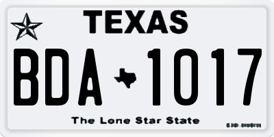 TX license plate BDA1017