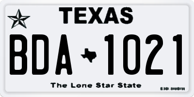 TX license plate BDA1021