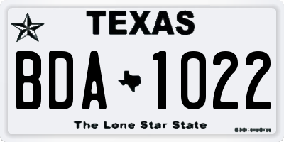 TX license plate BDA1022