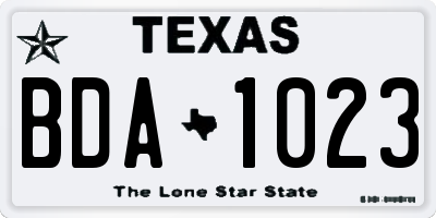 TX license plate BDA1023