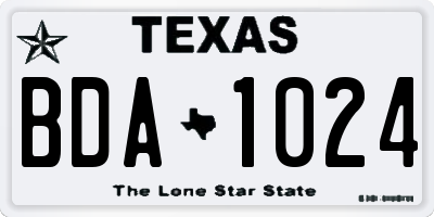 TX license plate BDA1024