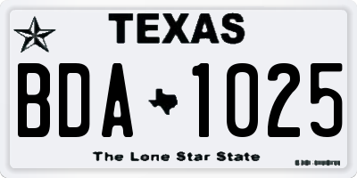 TX license plate BDA1025