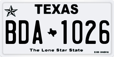 TX license plate BDA1026