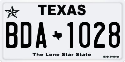 TX license plate BDA1028