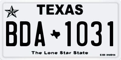 TX license plate BDA1031