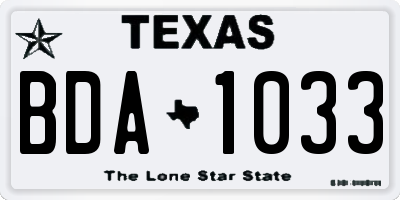 TX license plate BDA1033