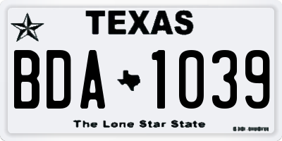 TX license plate BDA1039