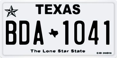 TX license plate BDA1041