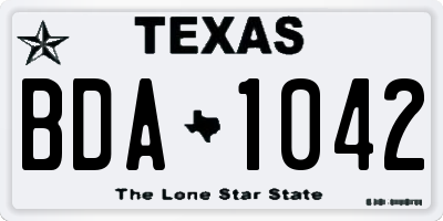 TX license plate BDA1042