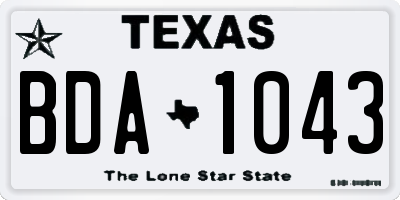 TX license plate BDA1043