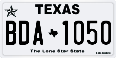 TX license plate BDA1050