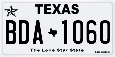 TX license plate BDA1060