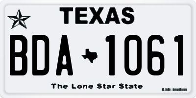 TX license plate BDA1061