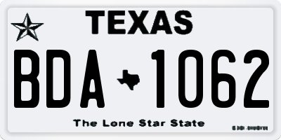 TX license plate BDA1062