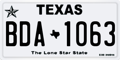 TX license plate BDA1063