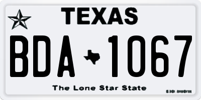 TX license plate BDA1067