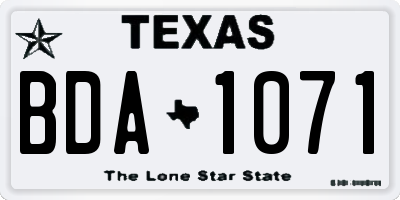 TX license plate BDA1071