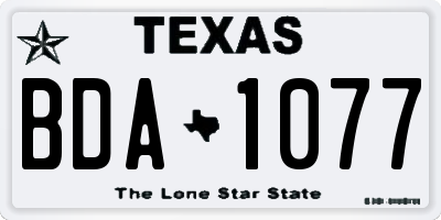 TX license plate BDA1077