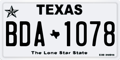 TX license plate BDA1078