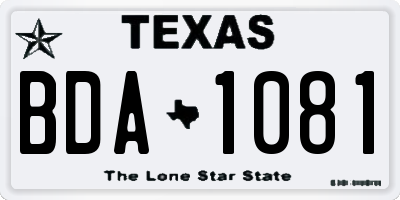 TX license plate BDA1081